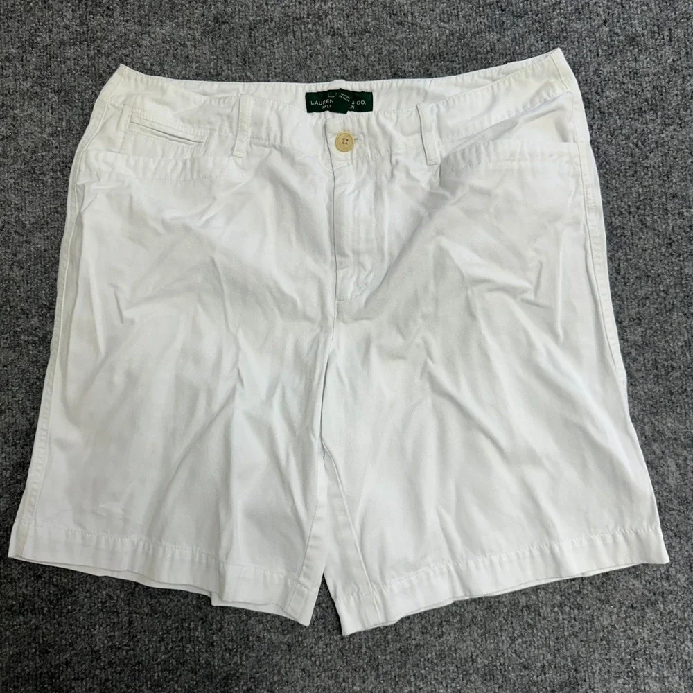 Lauren Ralph Lauren Shorts Womens Size 12 White Chino Cotton Classic Summer Flat